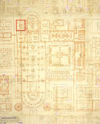 Ausschnitt aus dem Idealplan von St. Gallen, rot gekennzeichnet der Choranbau für Skriptorium (unten) und Bibliothek (oben), herkömmlich datiert auf 830 [kulturschnitte]