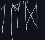 Ungelenke Zeichen. Sechs Runen des altgermanischen Alphabets wurden auf einem Viehknochen eingeritzt.